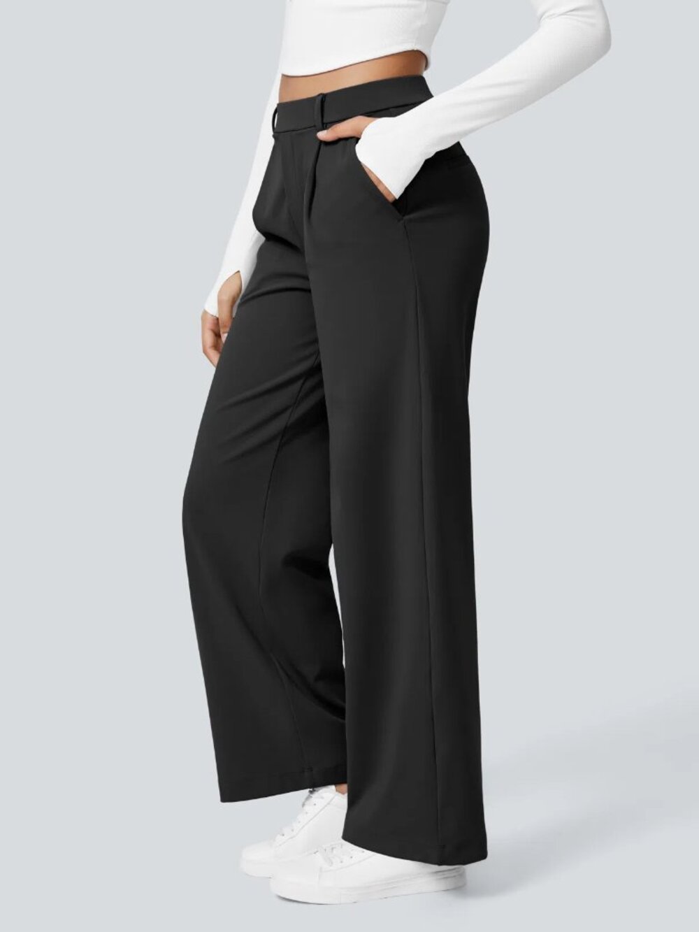 Large Black Halara Flex DayStretch High Waisted Straight Leg Pant 50% off Retail